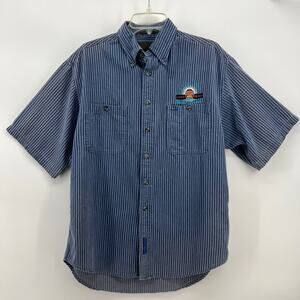Vintage 1999 Blues Festival Long Beach Faded Pinstripe Button Shirt Workwear